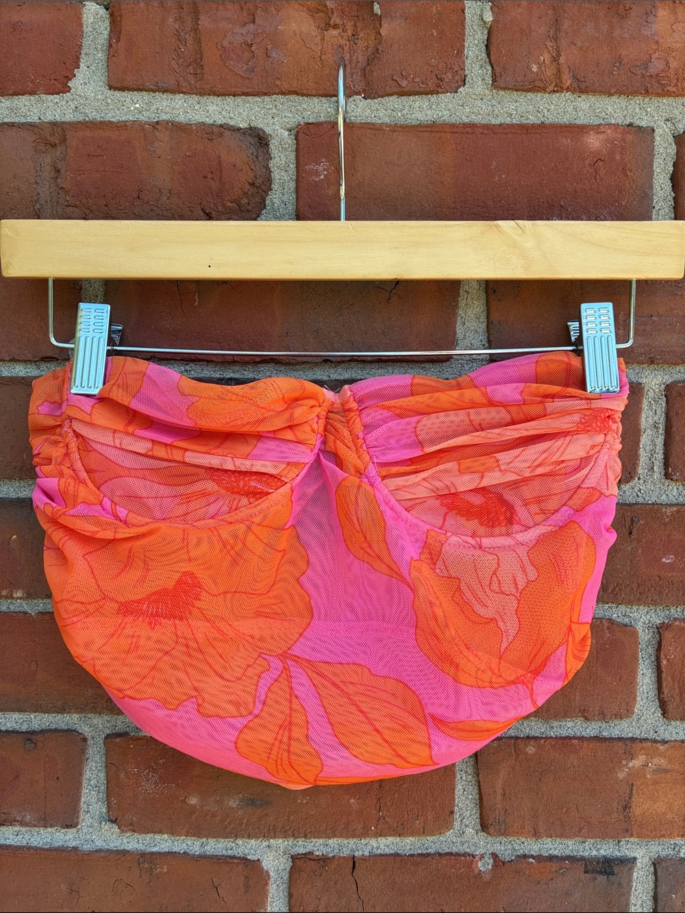 Zara Orange and Pink Floral Crop Strapless Tank